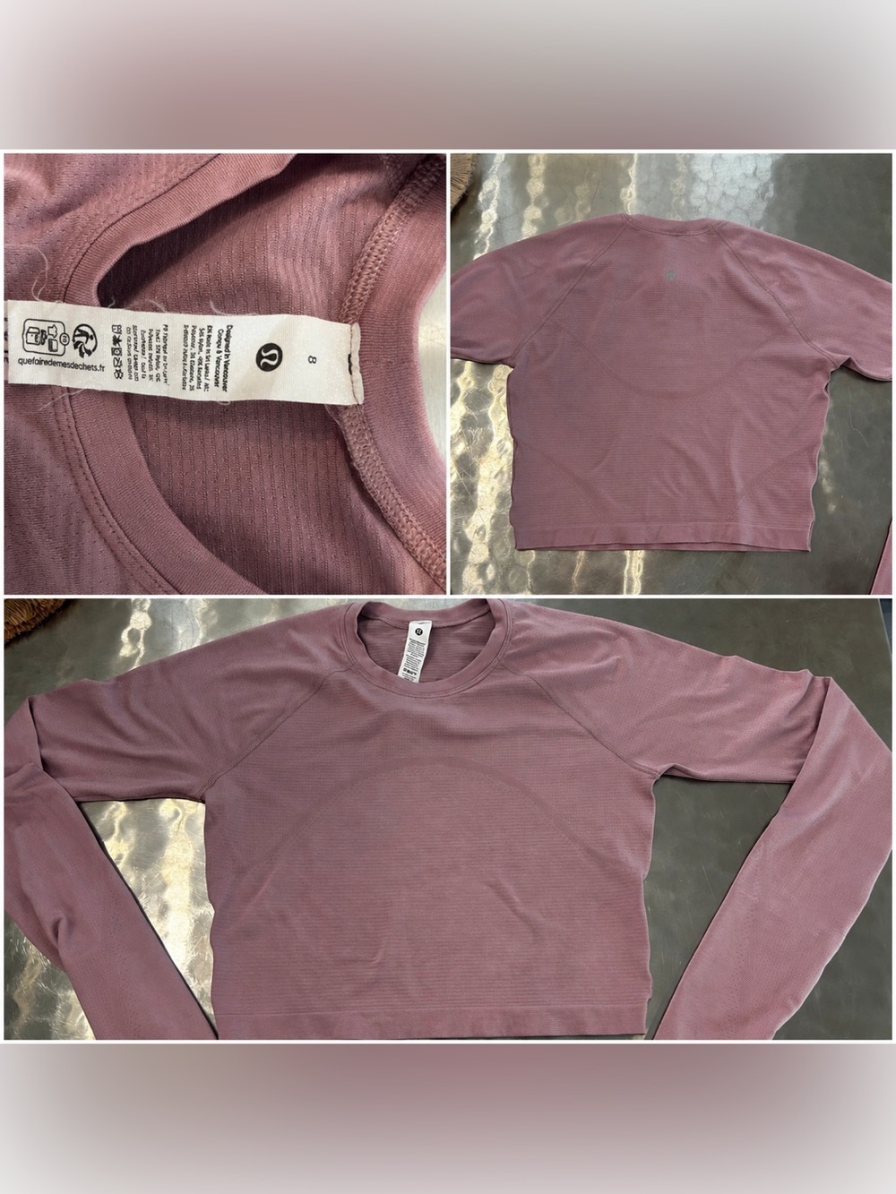 Lululemon Long Sleeve seamless top - Dusty Mauve - size 8